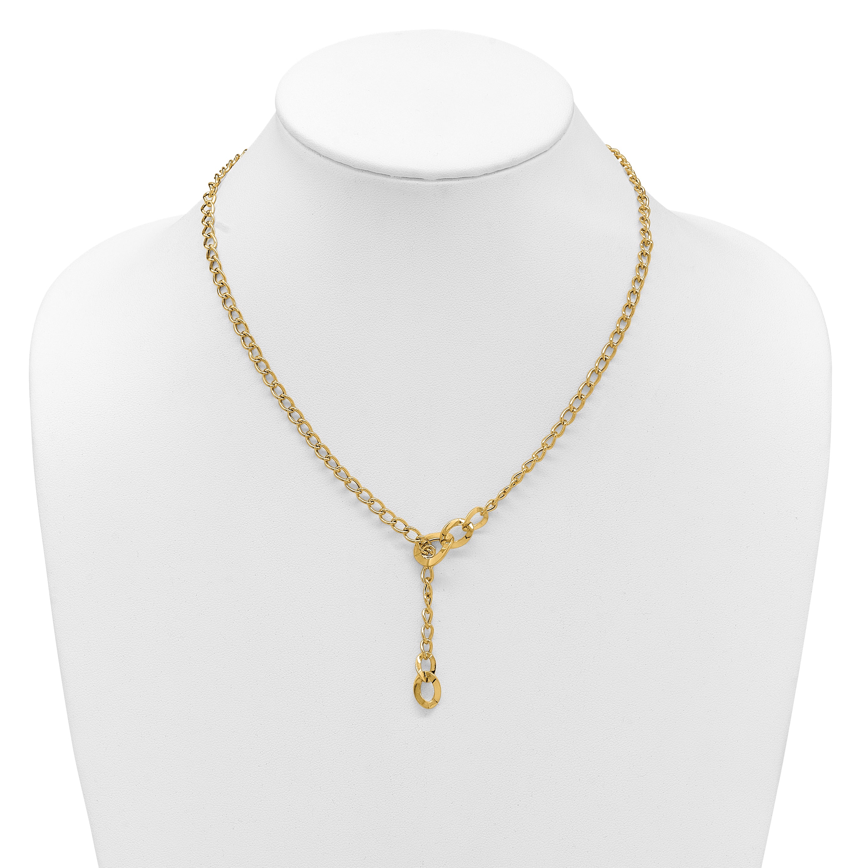14K Polished Fancy Curb Link Lariat Necklace
