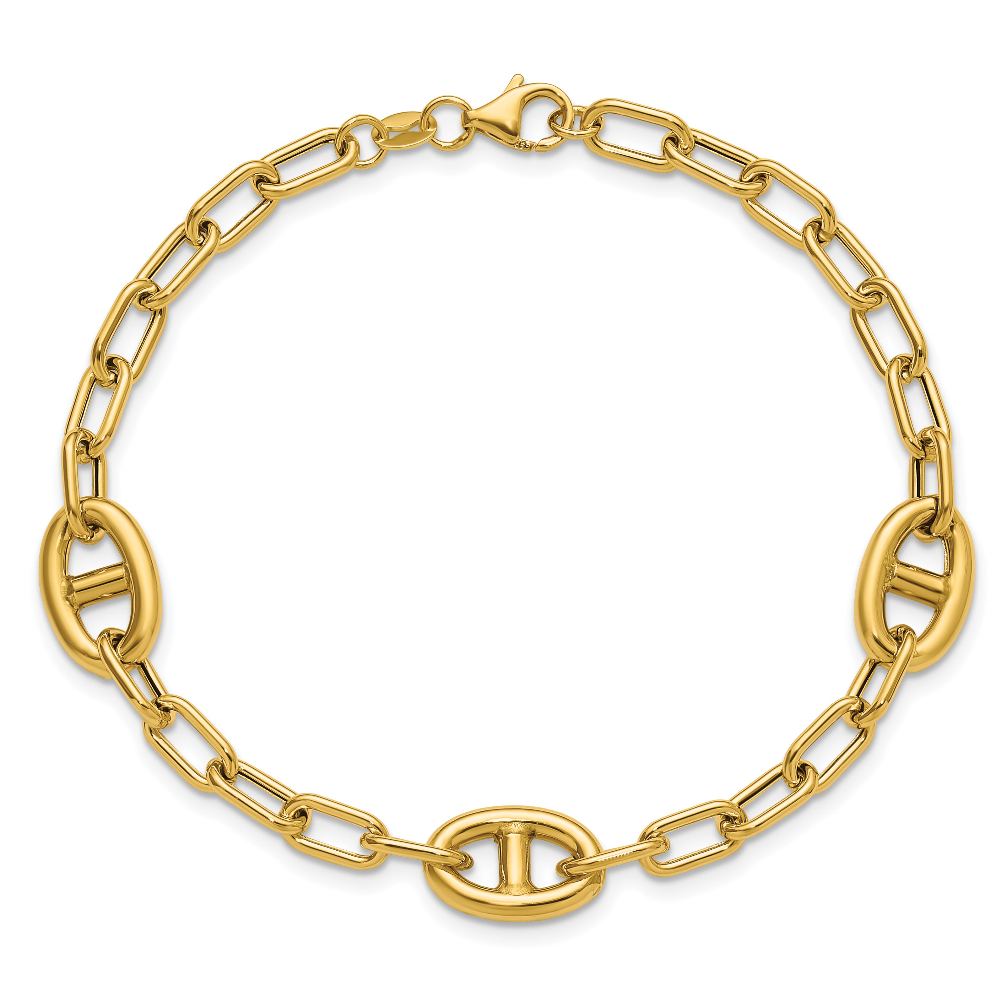 14K Polished Fancy Anchor Link Bracelet