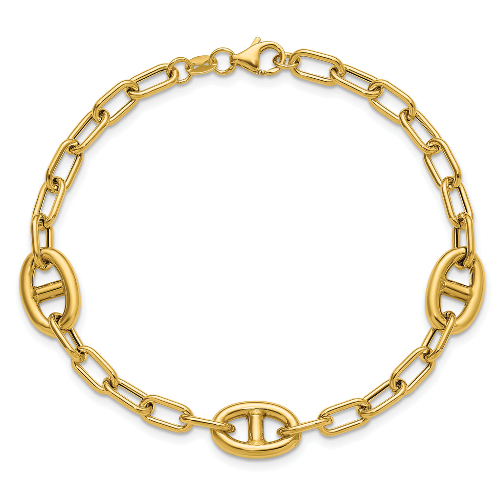 14K Polished Fancy Anchor Link Bracelet