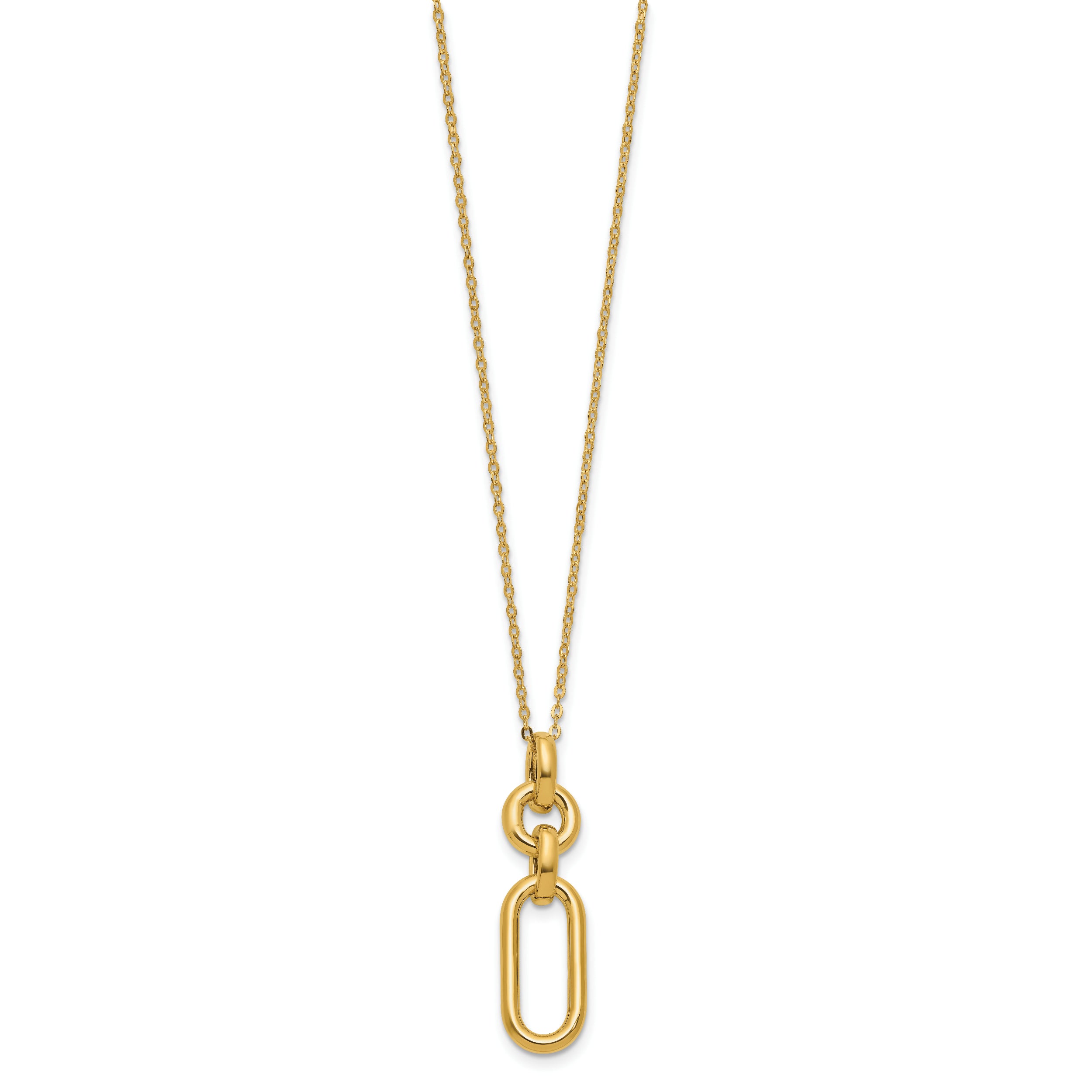14K Polished Fancy Dangling Mixed Links Necklace