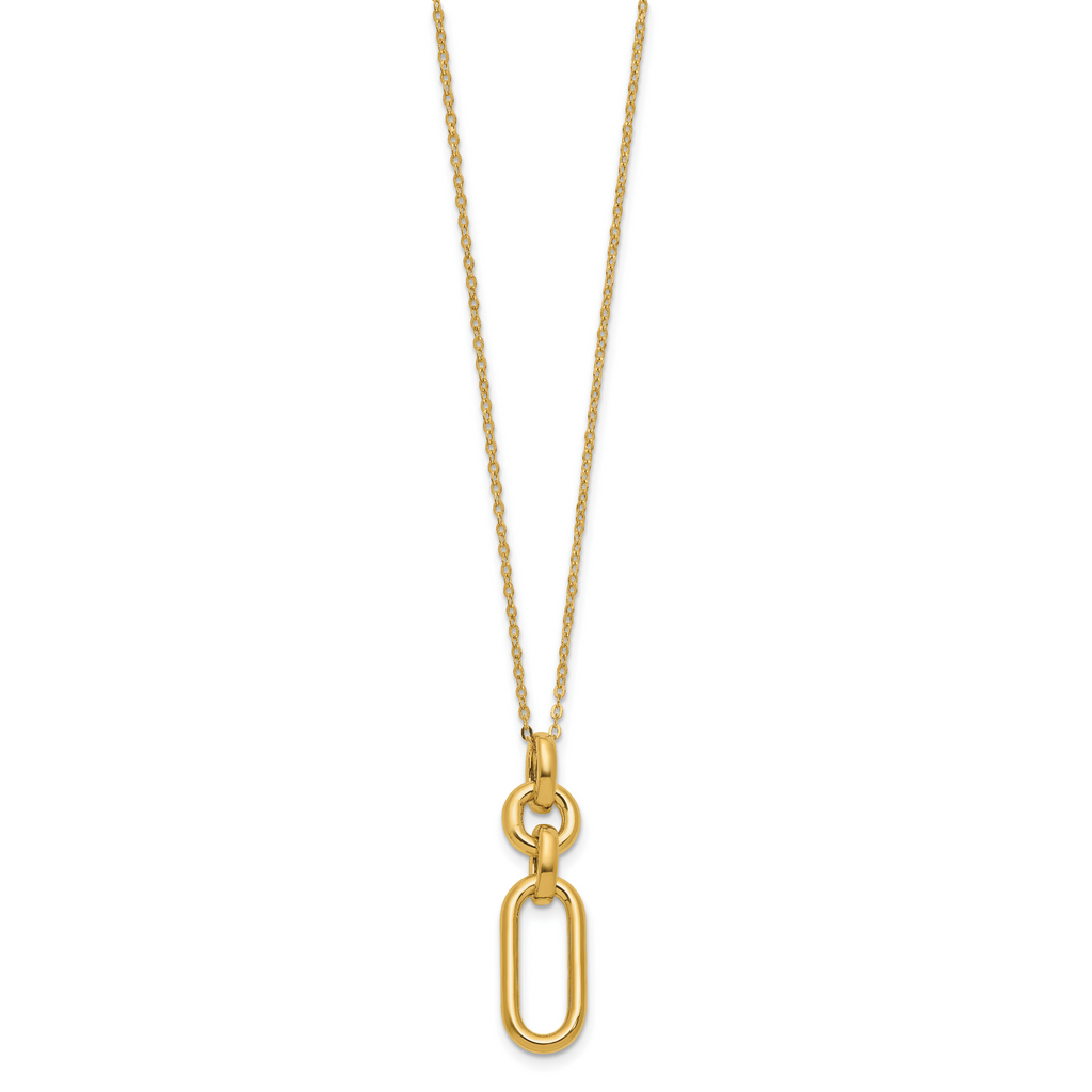 14K Polished Fancy Dangling Mixed Links Necklace