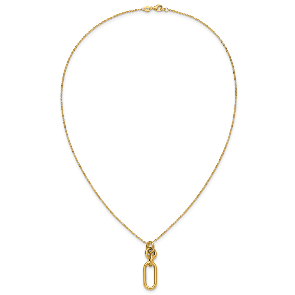 14K Polished Fancy Dangling Mixed Links Necklace