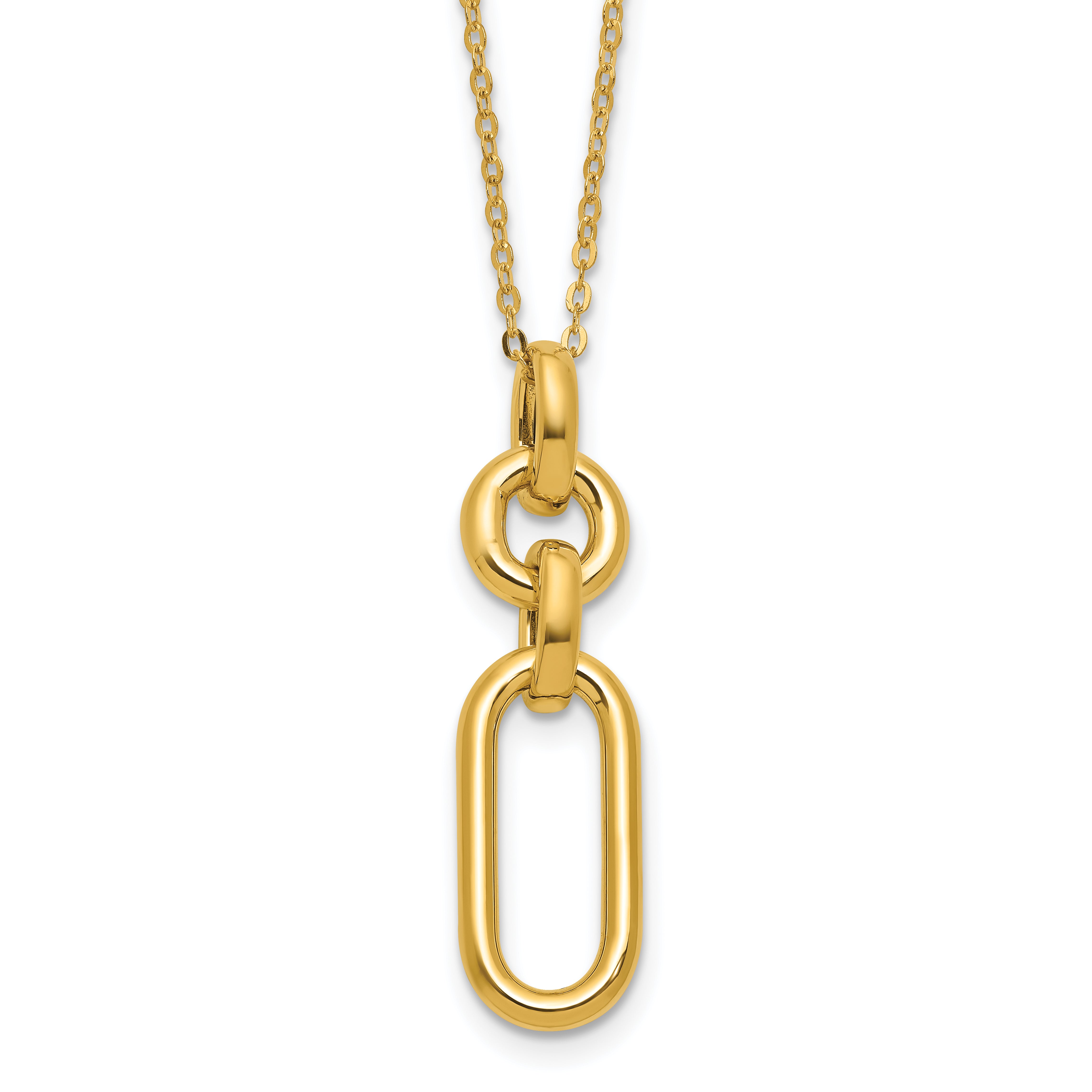 14K Polished Fancy Dangling Mixed Links Necklace