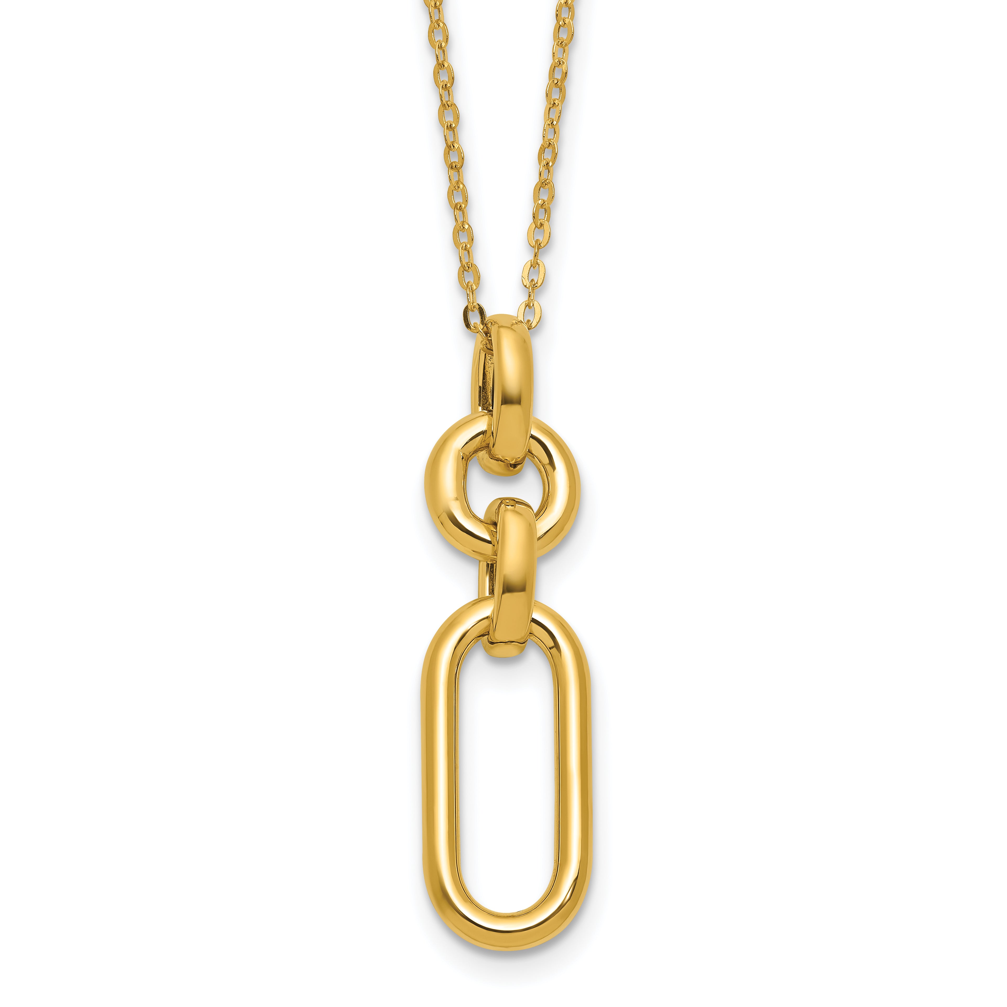 14K Polished Fancy Dangling Mixed Links Necklace
