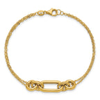 14K Polished Fancy Two-Strand Mixed Links Bracelet