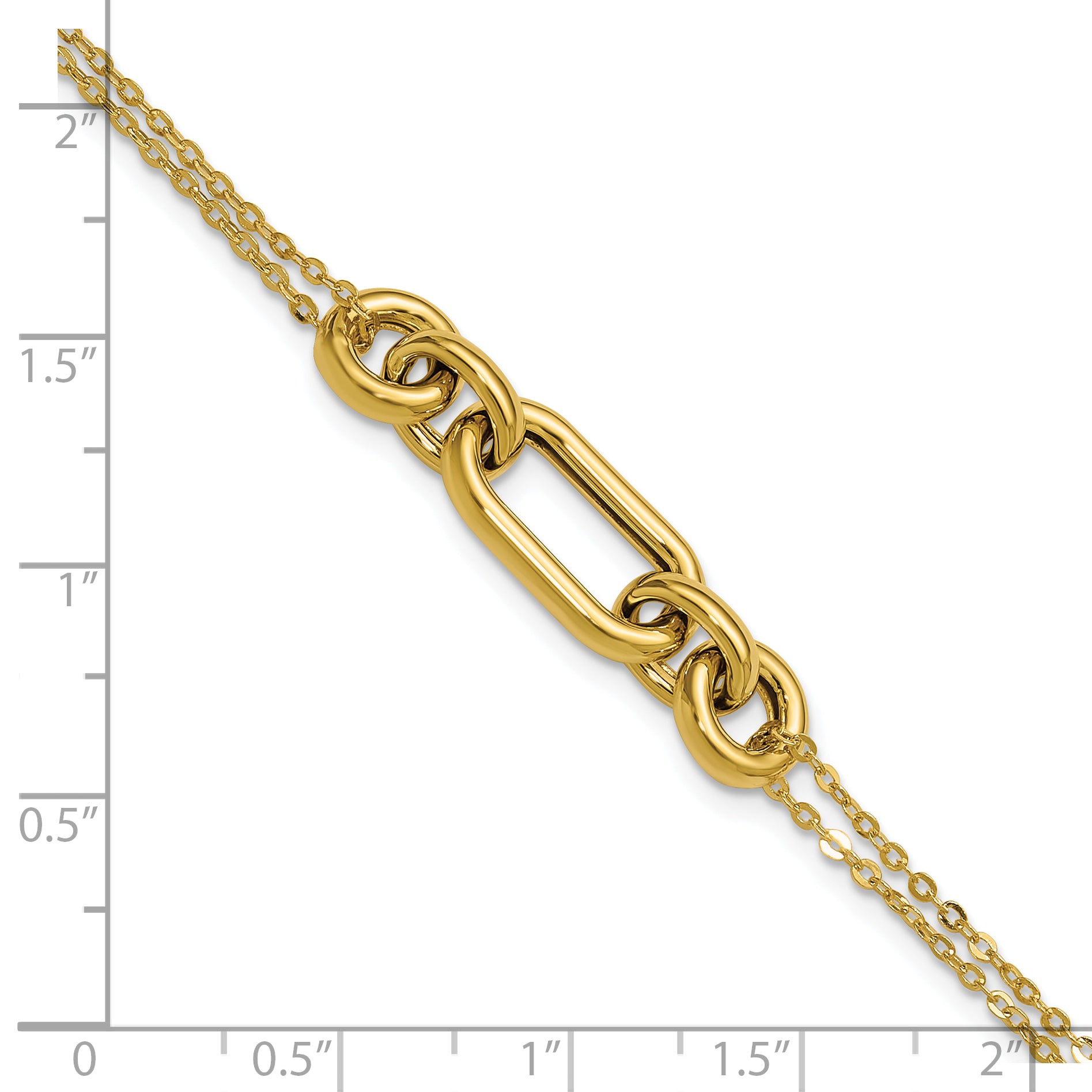 14K Polished Fancy Two-Strand Mixed Links Bracelet