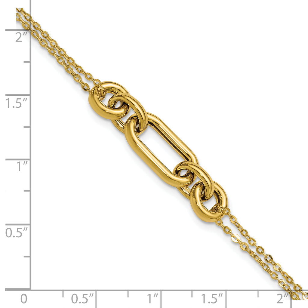 14K Polished Fancy Two-Strand Mixed Links Bracelet