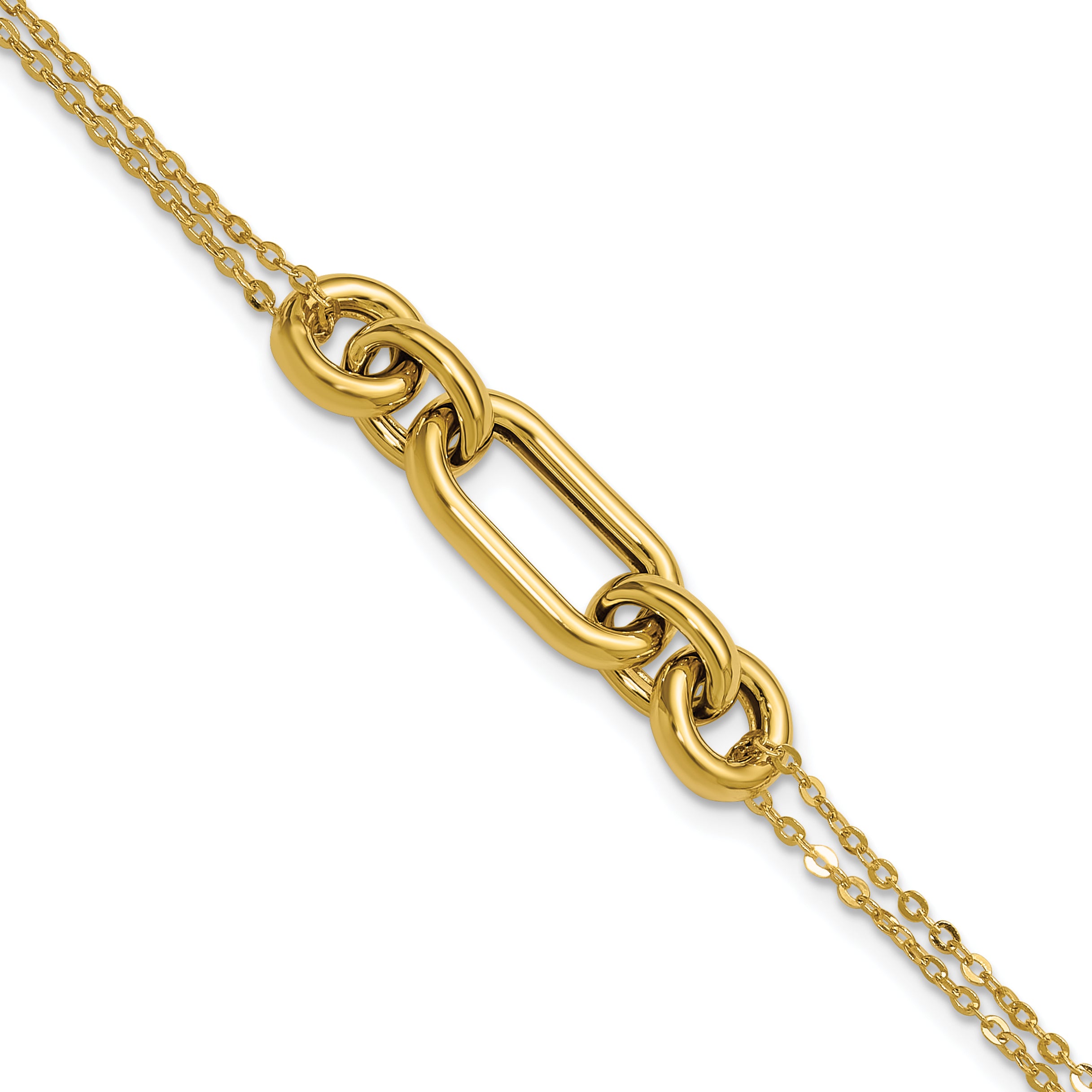14K Polished Fancy Two-Strand Mixed Links Bracelet Main image