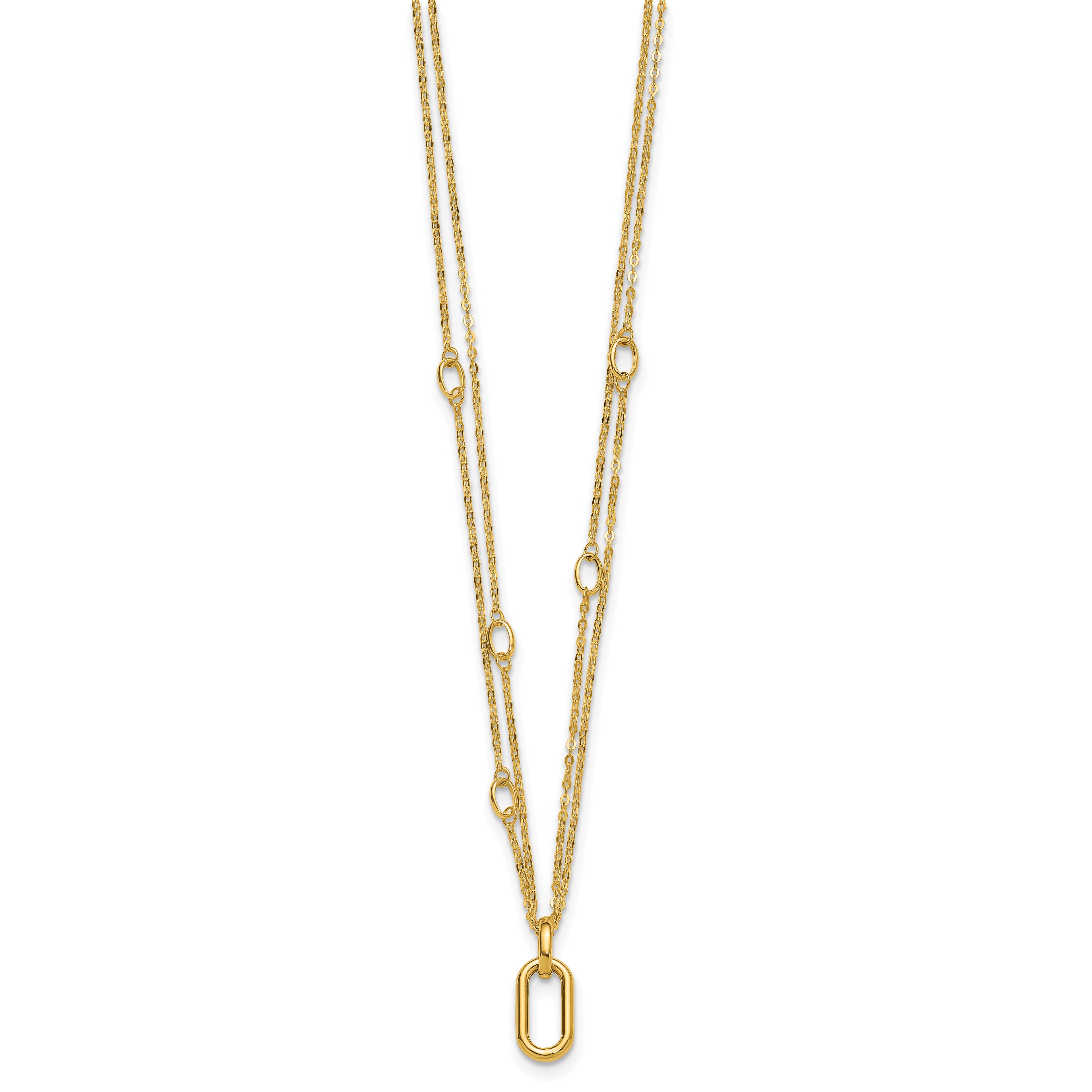 14K Polished Fancy Two-Strand Link Necklace
