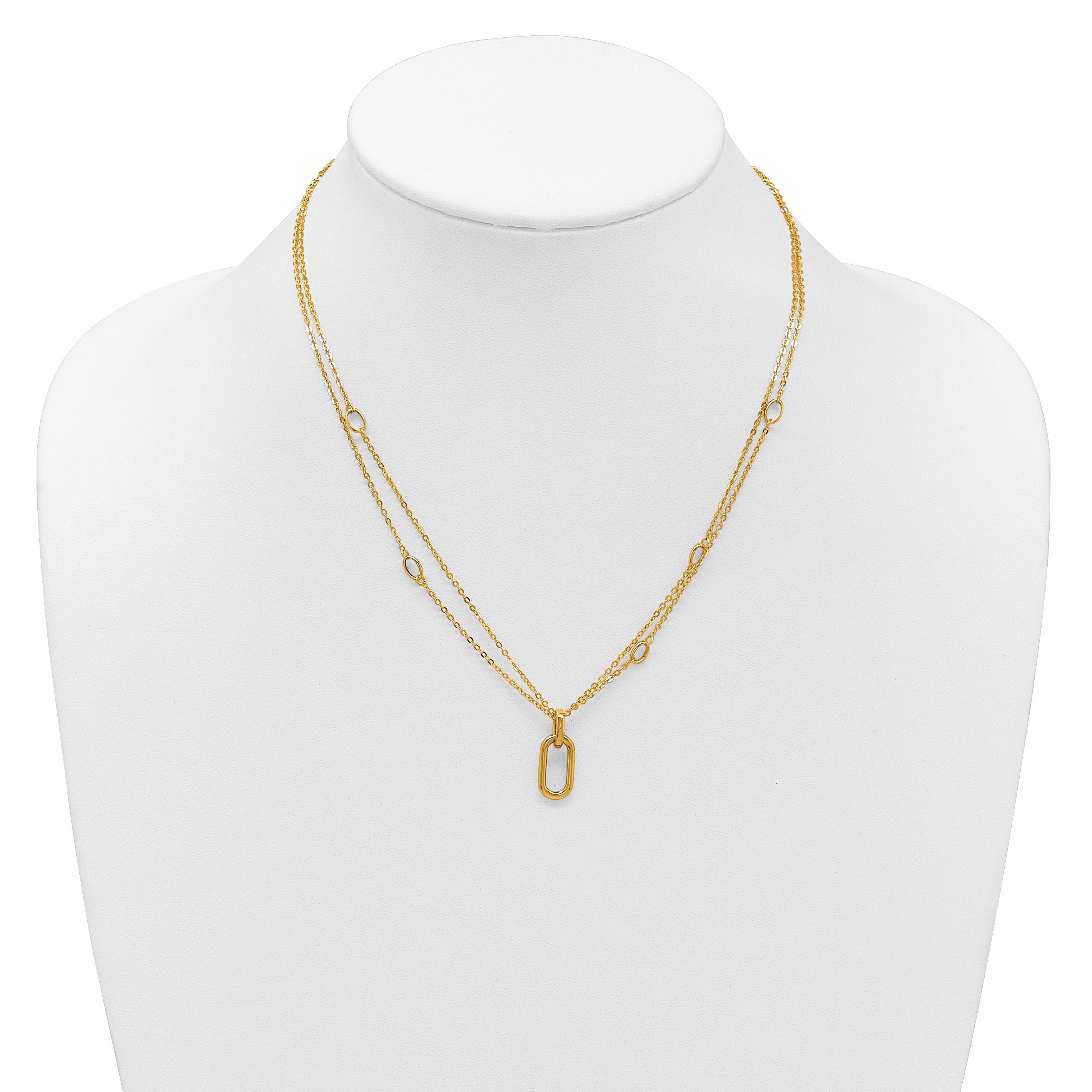14K Polished Fancy Two-Strand Link Necklace