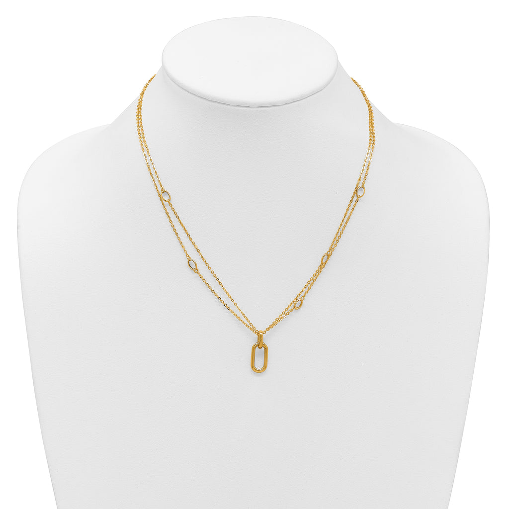 14K Polished Fancy Two-Strand Link Necklace