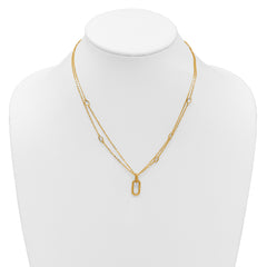 14K Polished Fancy Two-Strand Link Necklace