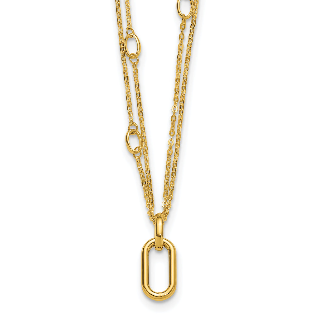 14K Polished Fancy Two-Strand Link Necklace