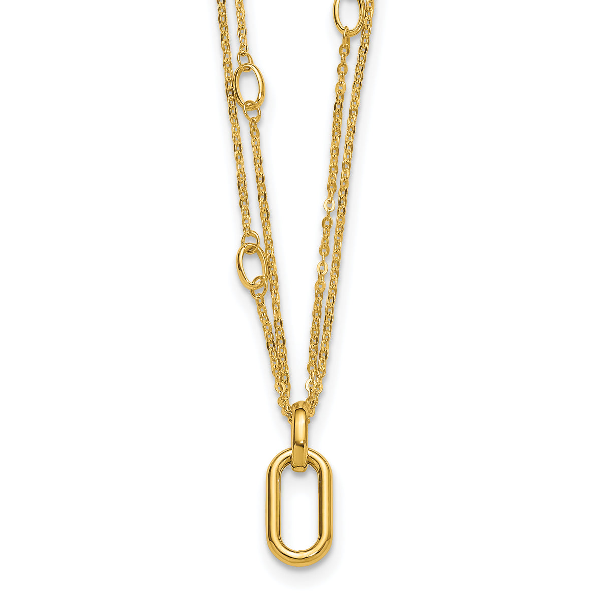 14K Polished Fancy Two-Strand Link Necklace