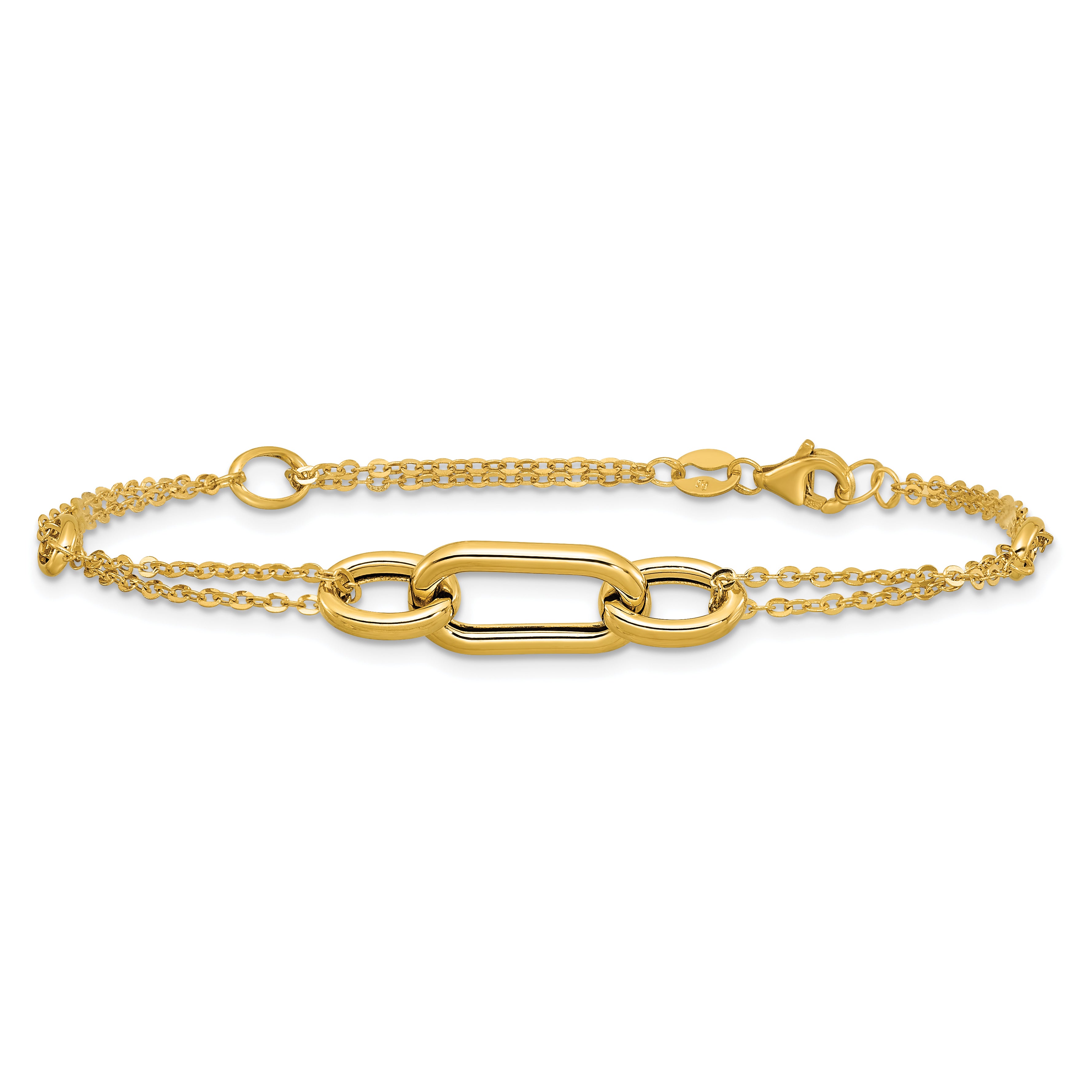 14K Polished Fancy Two-Strand Link Bracelet