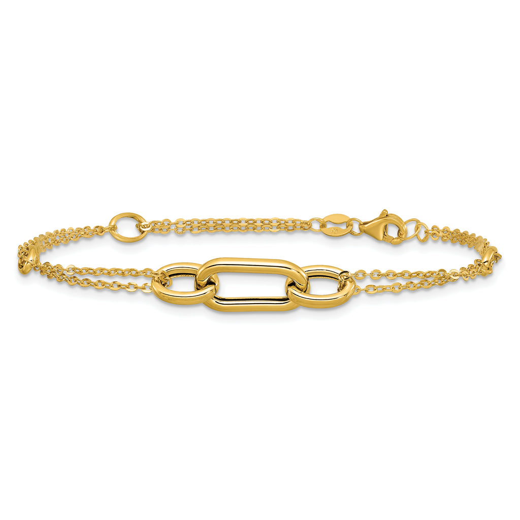 14K Polished Fancy Two-Strand Link Bracelet
