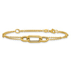 14K Polished Fancy Two-Strand Link Bracelet