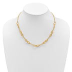 14K Polished and Brushed 2-Strand Navette Link Necklace