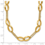 14K Polished and Brushed 2-Strand Navette Link Necklace