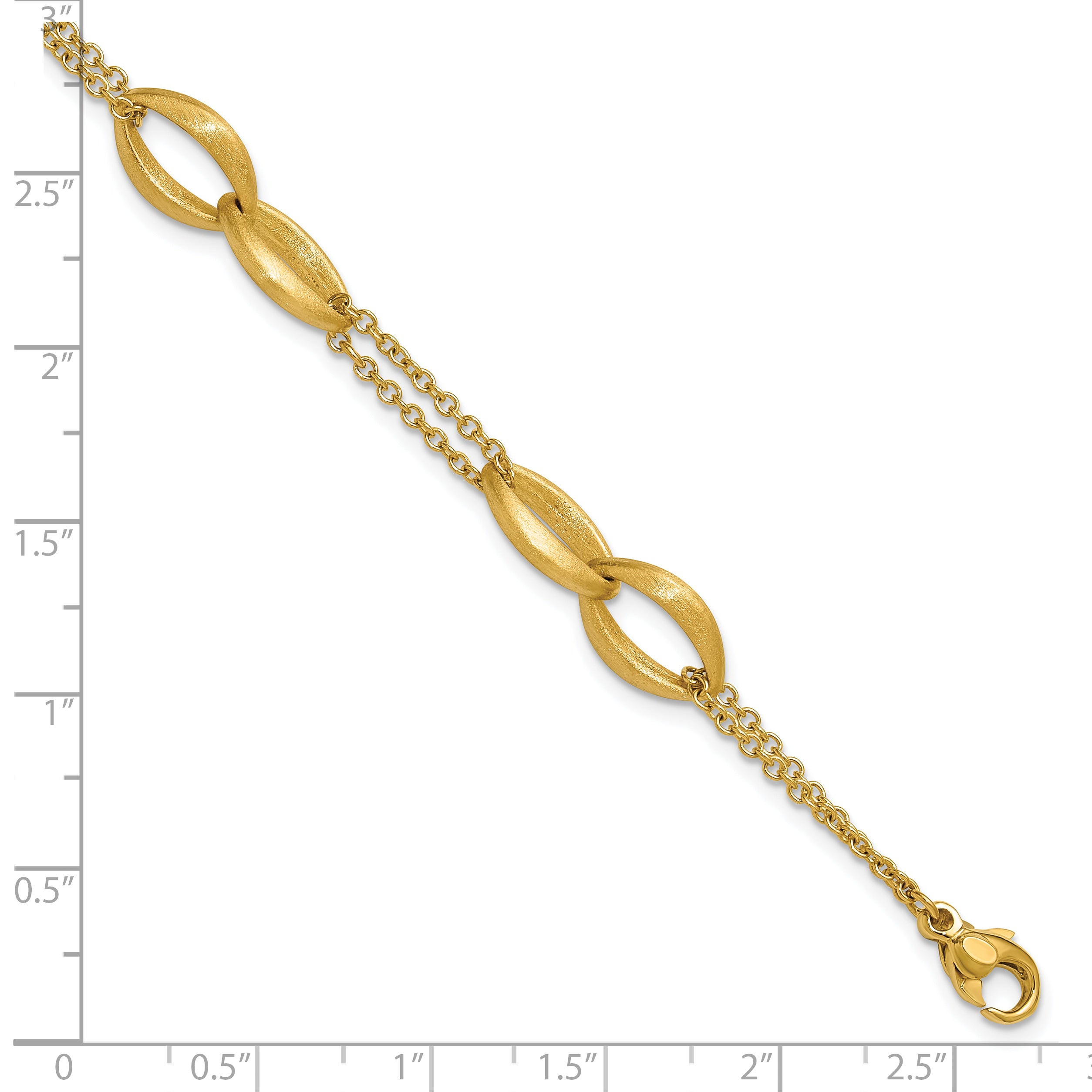 14K Polished and Brushed 2-Strand Navette Link Bracelet