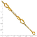 14K Polished and Brushed 2-Strand Navette Link Bracelet