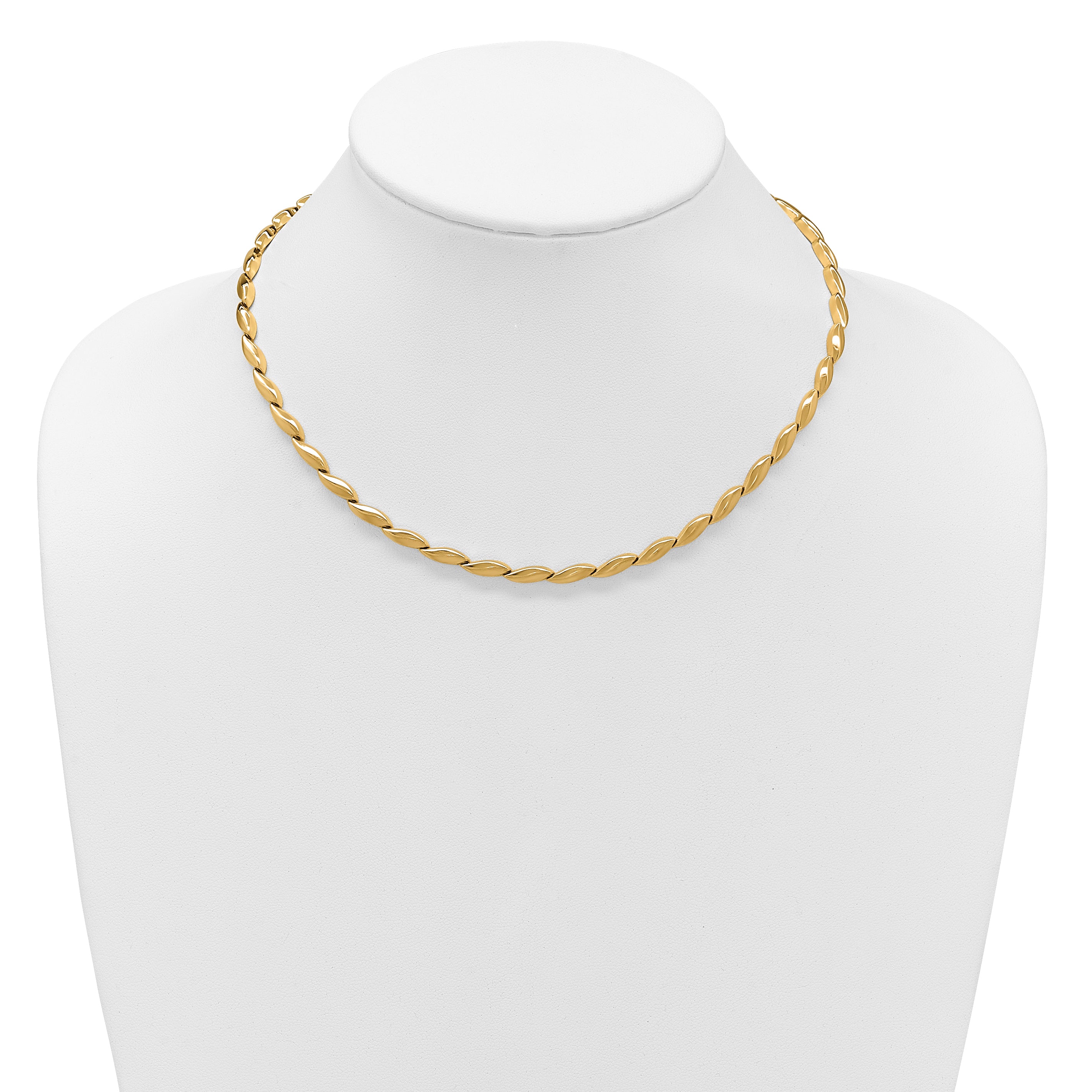 14K Polished and Satin 4.2mm Fancy Link Necklace