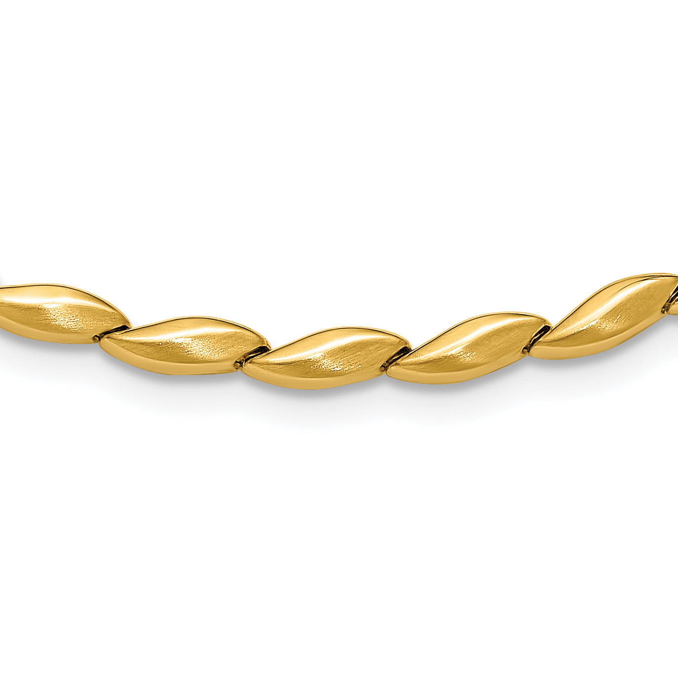 14K Polished and Satin 4.2mm Fancy Link Necklace