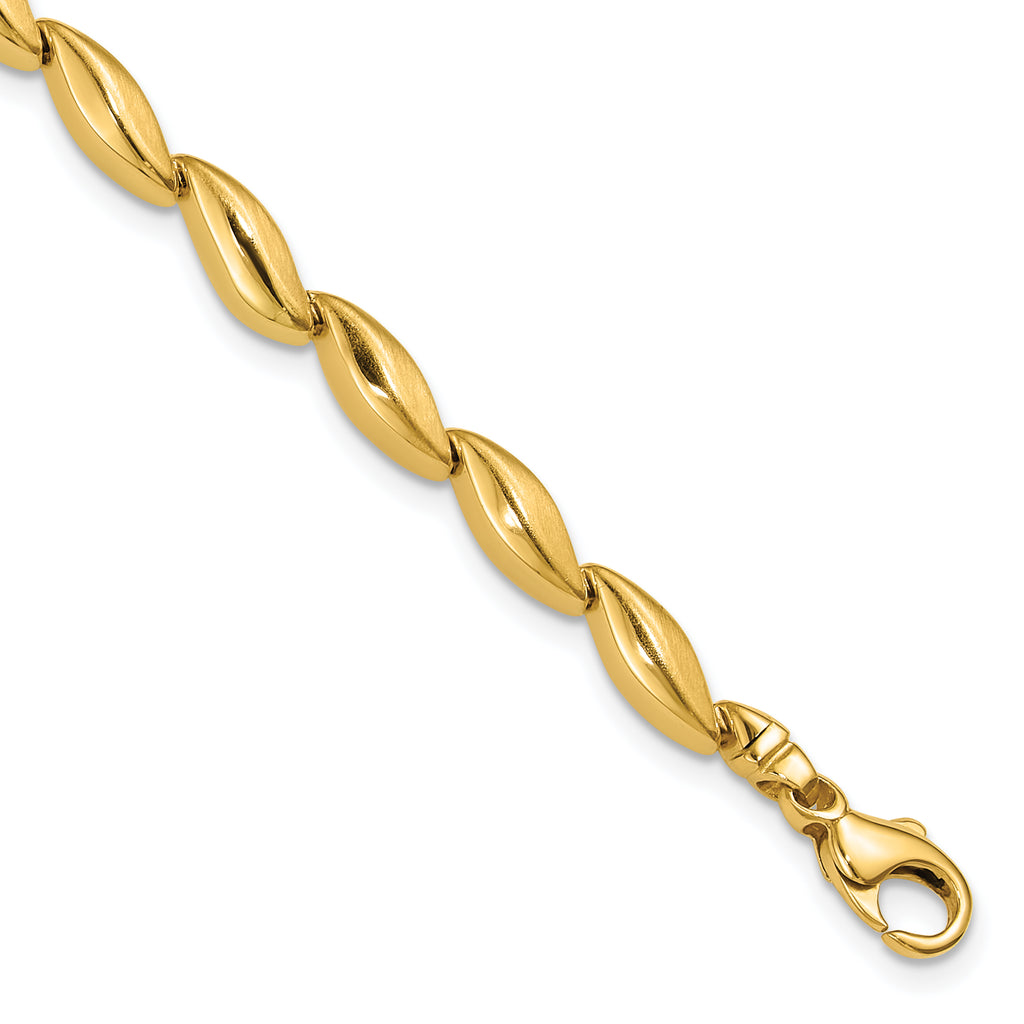 14K Polished and Satin 4.2mm Fancy Link Bracelet