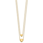 14K Polished Two-Strand Hearts with 1 Inch Ext. Necklace
