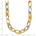 14K Two-tone Polished Tapered Oval Link Necklace