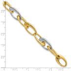14K Two-tone Polished Tapered Oval Link Bracelet