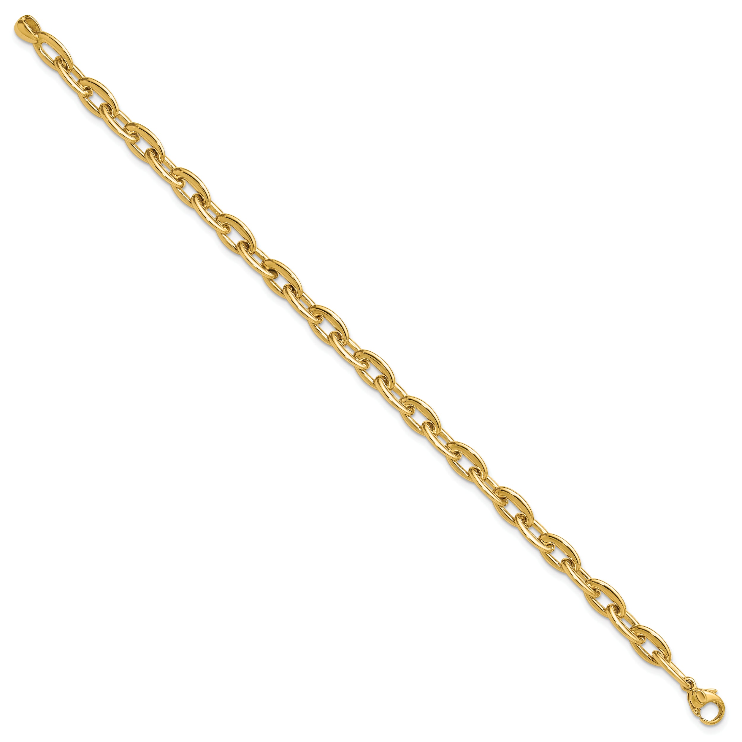 14K Polished Fancy 5.5mm Oval Link Bracelet