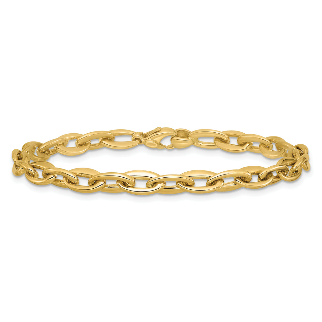14K Polished Fancy 5.5mm Oval Link Bracelet