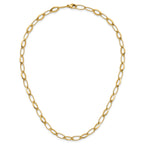 14K Polished Fancy Oval and Navette Link Necklace