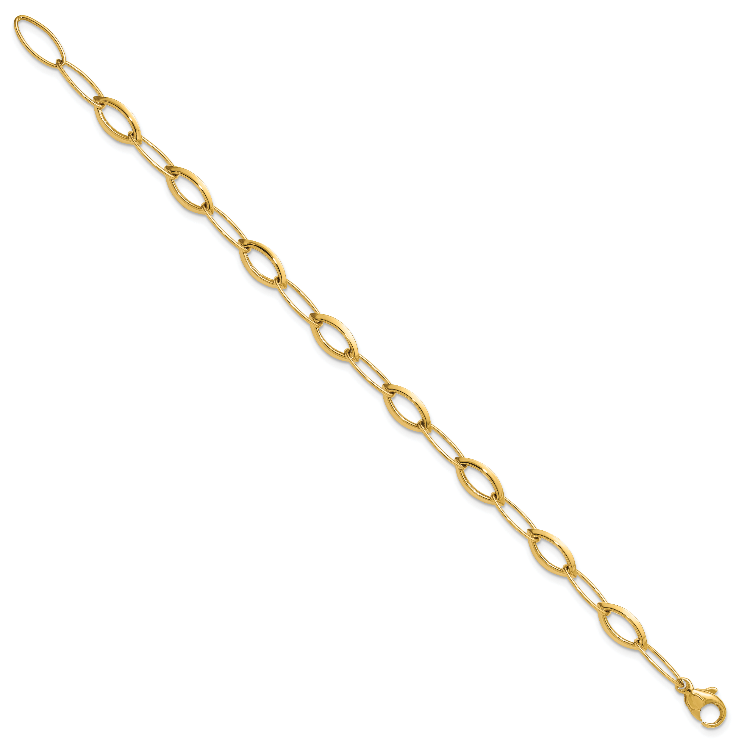 14K Polished Fancy Oval and Navette Link Bracelet Secondary image