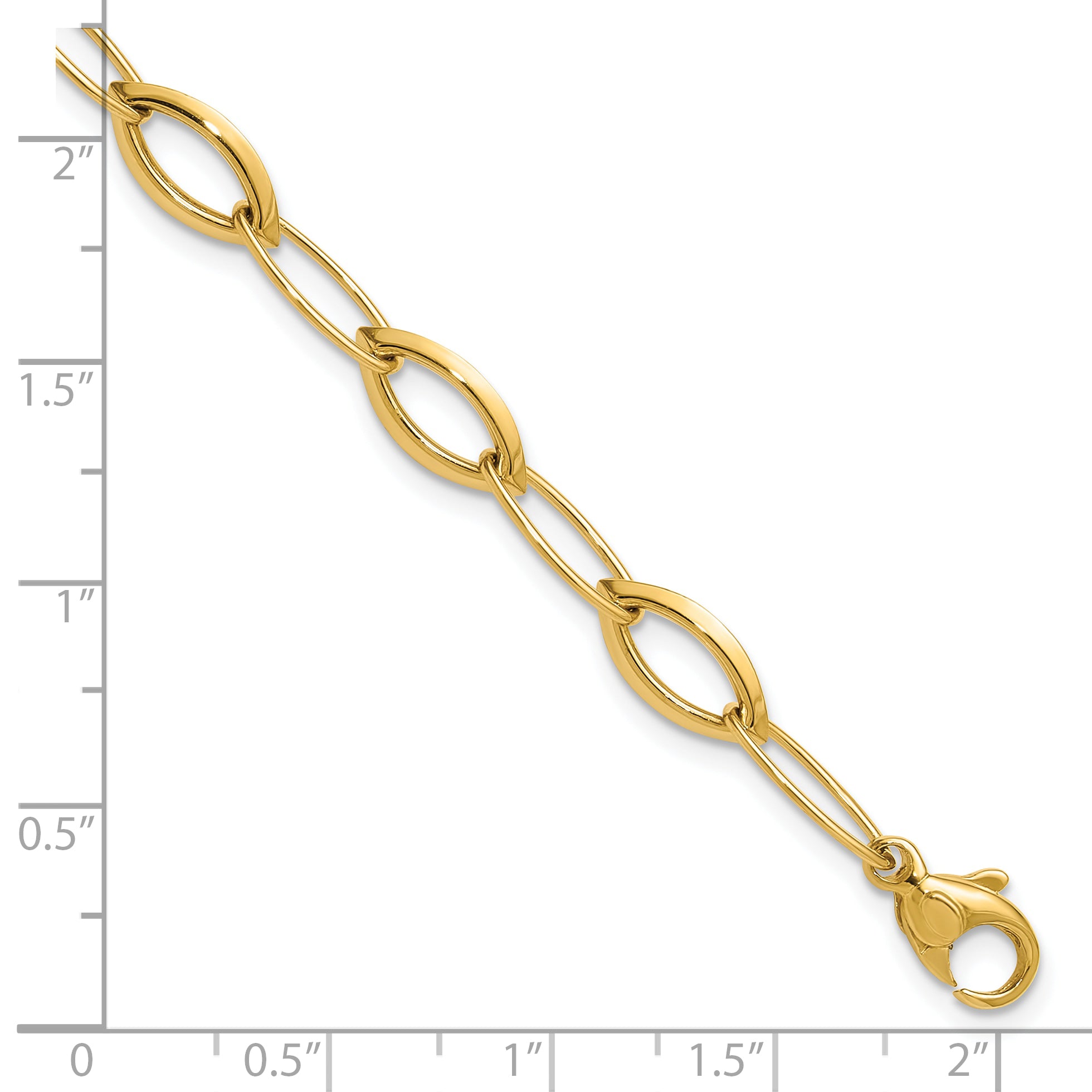 14K Polished Fancy Oval and Navette Link Bracelet