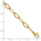 14K Polished Fancy Oval and Navette Link Bracelet
