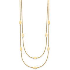 14K Polished Fancy 2-Strand Navette w/ 2in Ext. Necklace