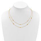 14K Polished Fancy 2-Strand Navette w/ 2in Ext. Necklace