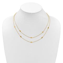 14K Polished Fancy 2-Strand Navette w/ 2in Ext. Necklace