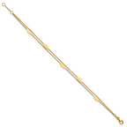 14K Polished Fancy 2-Strand Navette w/ .5in Ext. Bracelet