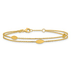 14K Polished Fancy 2-Strand Navette w/ .5in Ext. Bracelet