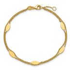 14K Polished Fancy 2-Strand Navette w/ .5in Ext. Bracelet