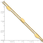 14K Polished Fancy 2-Strand Navette w/ .5in Ext. Bracelet