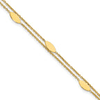 14K Polished Fancy 2-Strand Navette w/ .5in Ext. Bracelet