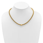 14K Polished and Brushed Bead Popcorn Mesh Necklace