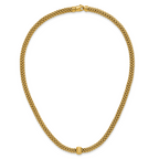 14K Polished and Brushed Bead Popcorn Mesh Necklace