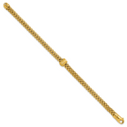 14K Polished and Brushed Bead Popcorn Mesh Bracelet