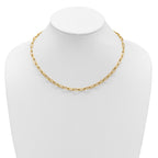 14K Polished Fancy Wavy Elongated Oval Link Necklace