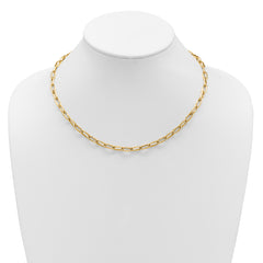 14K Polished Fancy Wavy Elongated Oval Link Necklace